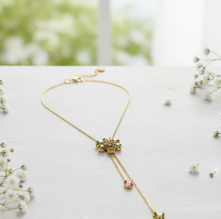 Çiçek Model Y kolye (Yeşil)