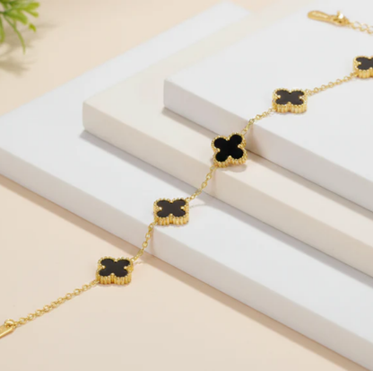 Dört Yapraklı Yonca Bileklik (Siyah)