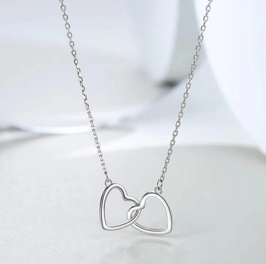 Bağlılık Zinciri Çift Kalp Kolye (Gri)