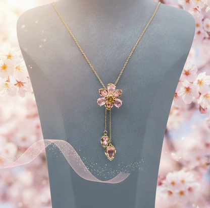 Çiçek Model Y kolye (Pembe)