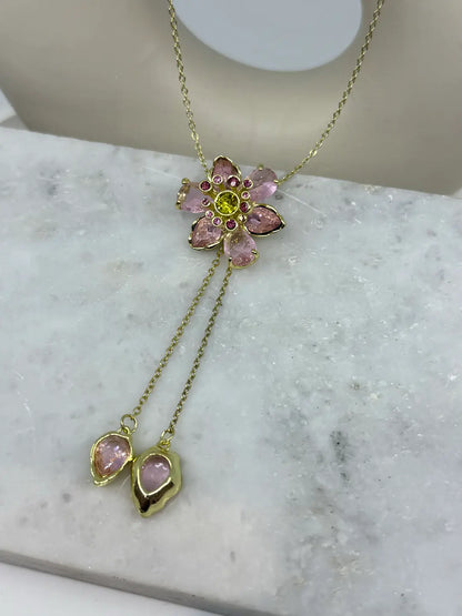 Çiçek Model Y kolye (Pembe)